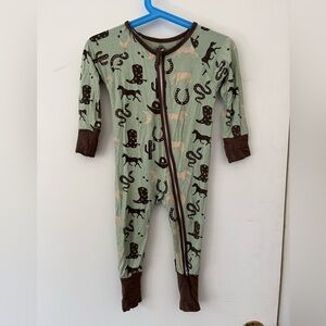 Kids Western Pajamas - Green and Brown
